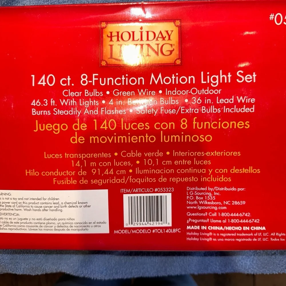 NOS Holiday Living 140 Count 8 Function Motion Christmas Light Set Clear 053323
